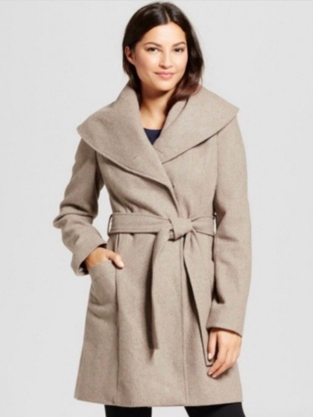Merona Taupe Wrap Coat with Belt
